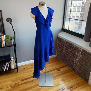 NWT Lulu’s Daydream Lover Cobalt Ruffle Wrap Dress, Sz S